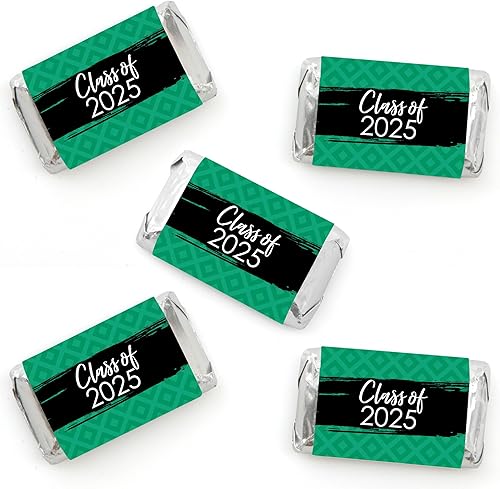 Big Dot of Happiness Fiesta de graduación verde 2024  Mini pegatinas de barra de caramelo  Pequeños recuerdos  40 unidades