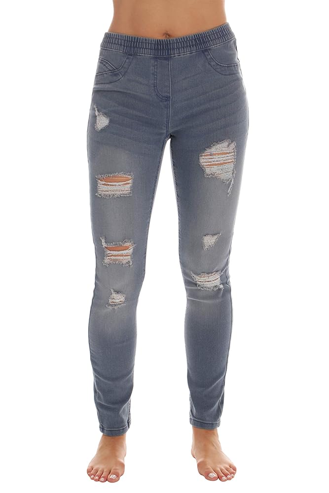 【DEARMINE】Grit Washing Denim Pants Girdear Jeans Womens 4 Slim Skinny Tapered Mid Rise Light