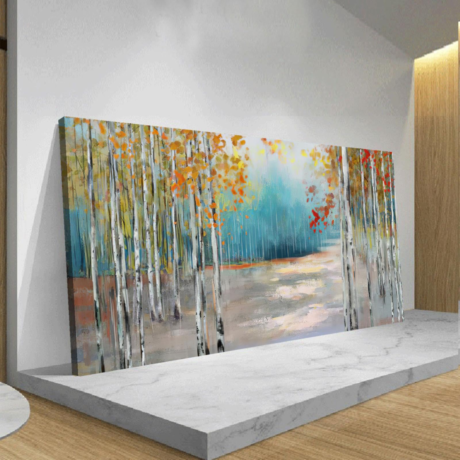 Abstrakte Leinwand-Wanddekoration 'Bunte Bäume' – 50,8 X 101,6 Cm, Gerahmt, Fertig Zum Aufhängen