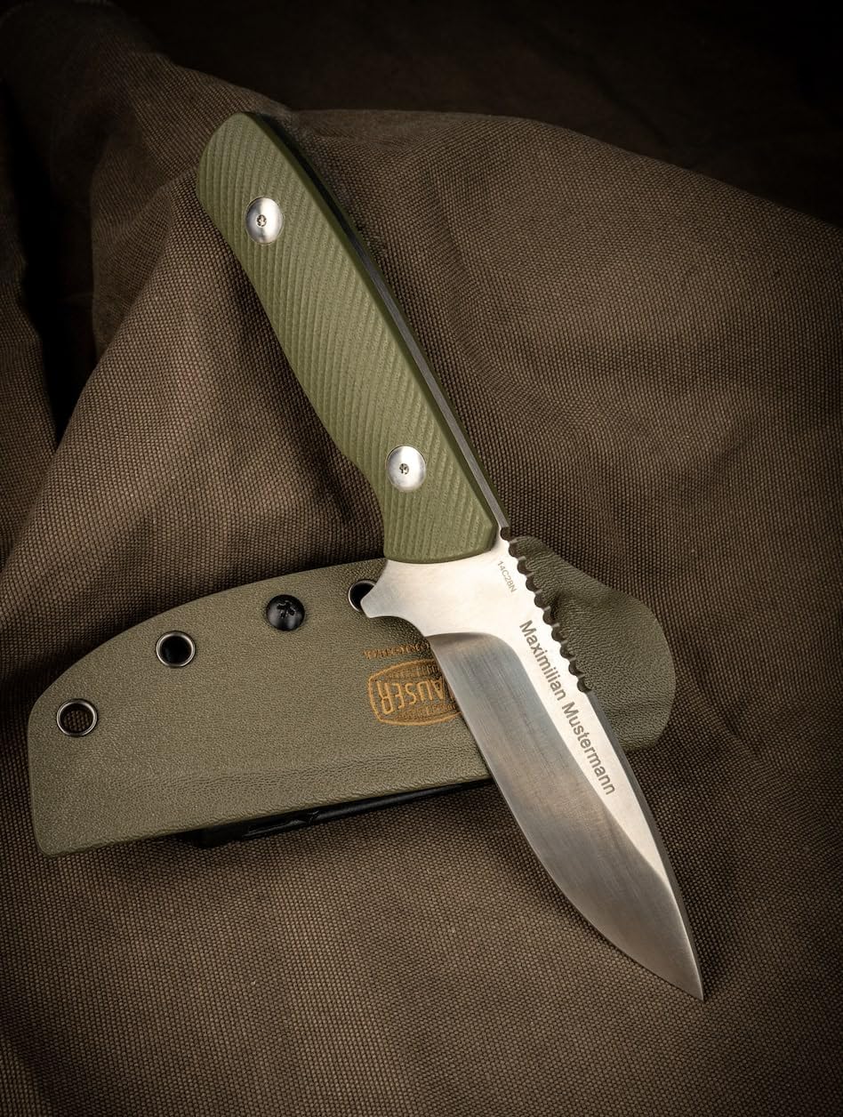 OUTDOORDINO Mauser - Cuchillo de caza (11 cm, acero inoxidable, con funda resistente, longitud total: 23 cm)