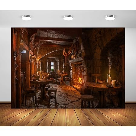 BELECO 2.1x1.5m Fabric Medieval Tavern Bar Backdrop For Photography Fantasy Dining Hall With Tables Laid For Great Feast Ancient Tavern Banner For Party Decorations Viking Backdrop Studio Photo Prop - View #2