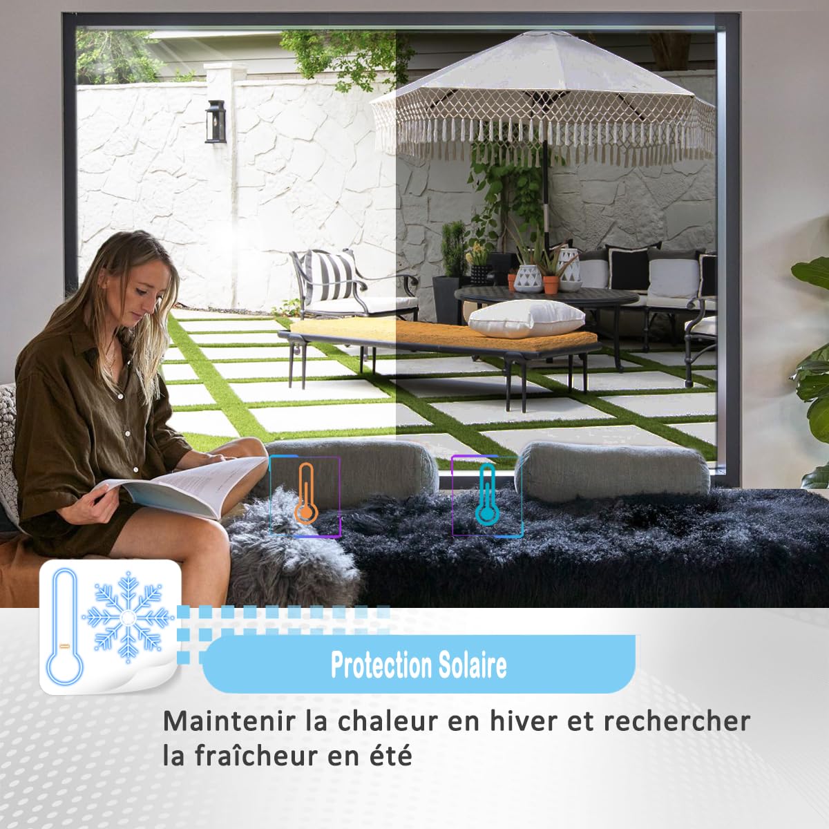 Film Miroir pour Fenetre 80x200cm, Film Fenetre Anti Regard Transparent, Film Occultant Fenêtre, Film de Protection Solaire, Anti Chaleur et UV, Film sans Tain Adhésif avec Raclette, Argenté