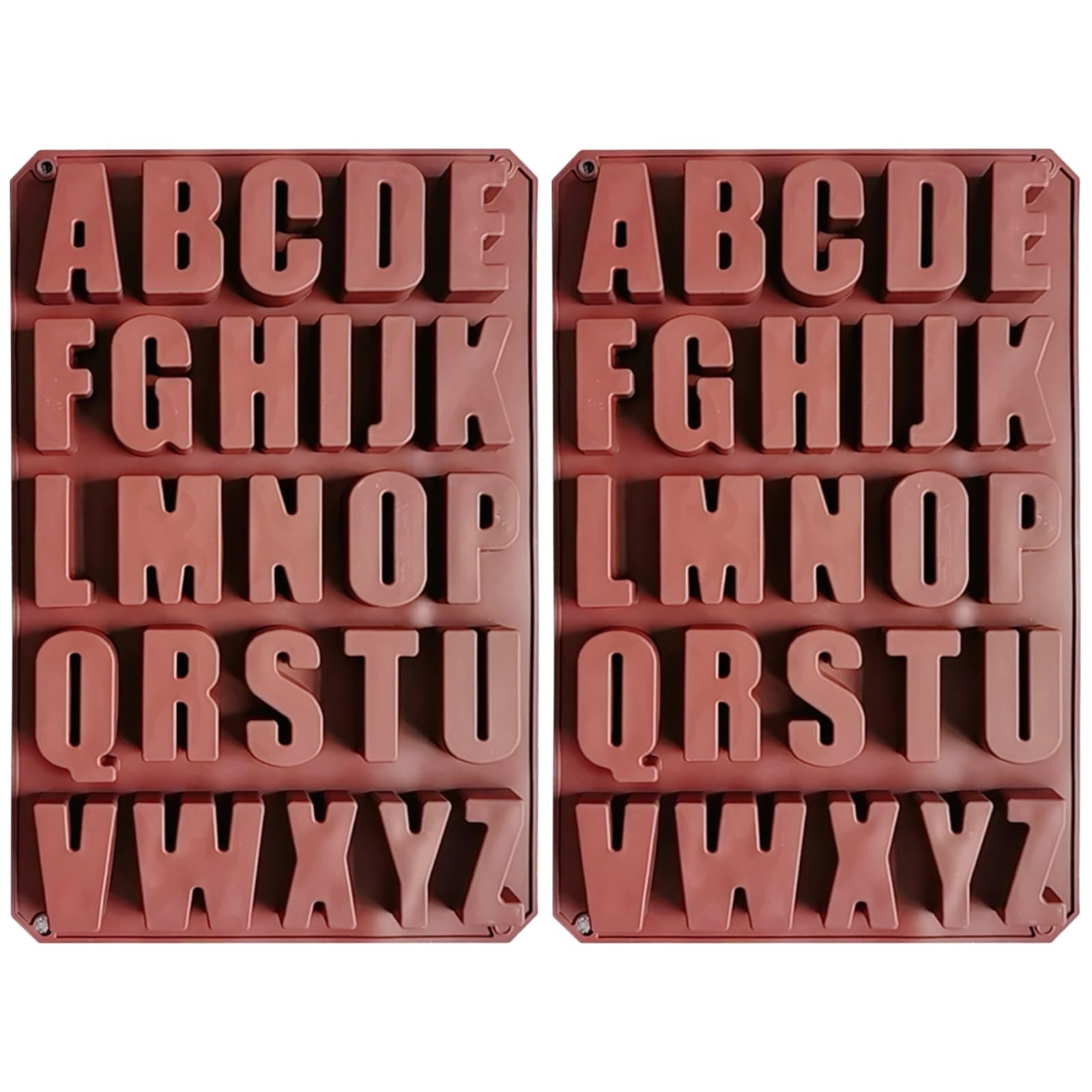 Lot de 2 moules lettres en silicone pour crayons et chocolat, moules alphabet ABC, compatibles four, souples et faciles à démouler, lettres A à Z pour bonbons, DIY, pâtisserie et loisirs créatifs