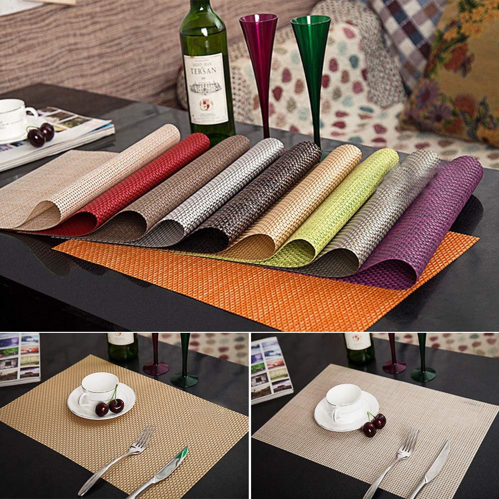 Set Di 6 Tovagliette In PVC Lavabili, Antiscivolo, Resistenti Al Calore Per Ristoranti E Cucine Oro 76991291