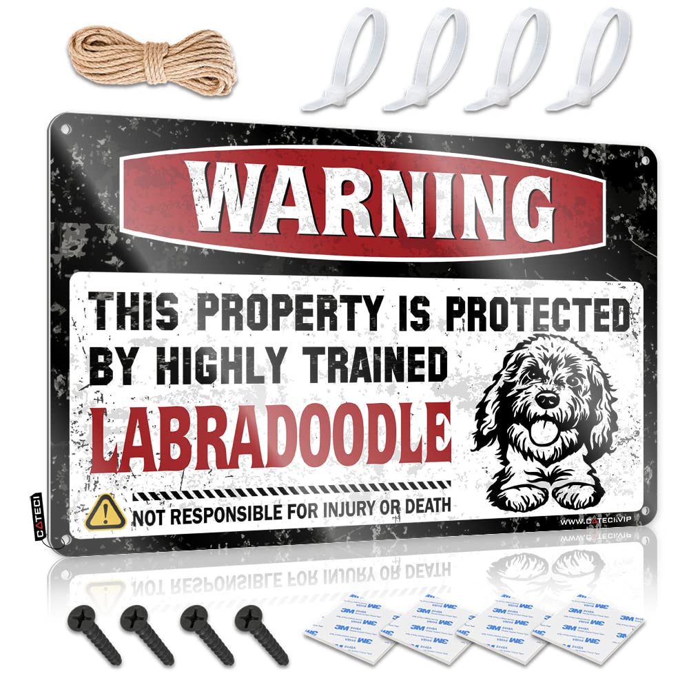 Bar For Man Cave Warning This Property Is Protected By A Highly Trained Labradoodle Tin Sign Mancave Accessories Men Funny Home Decor(30X40CM)
