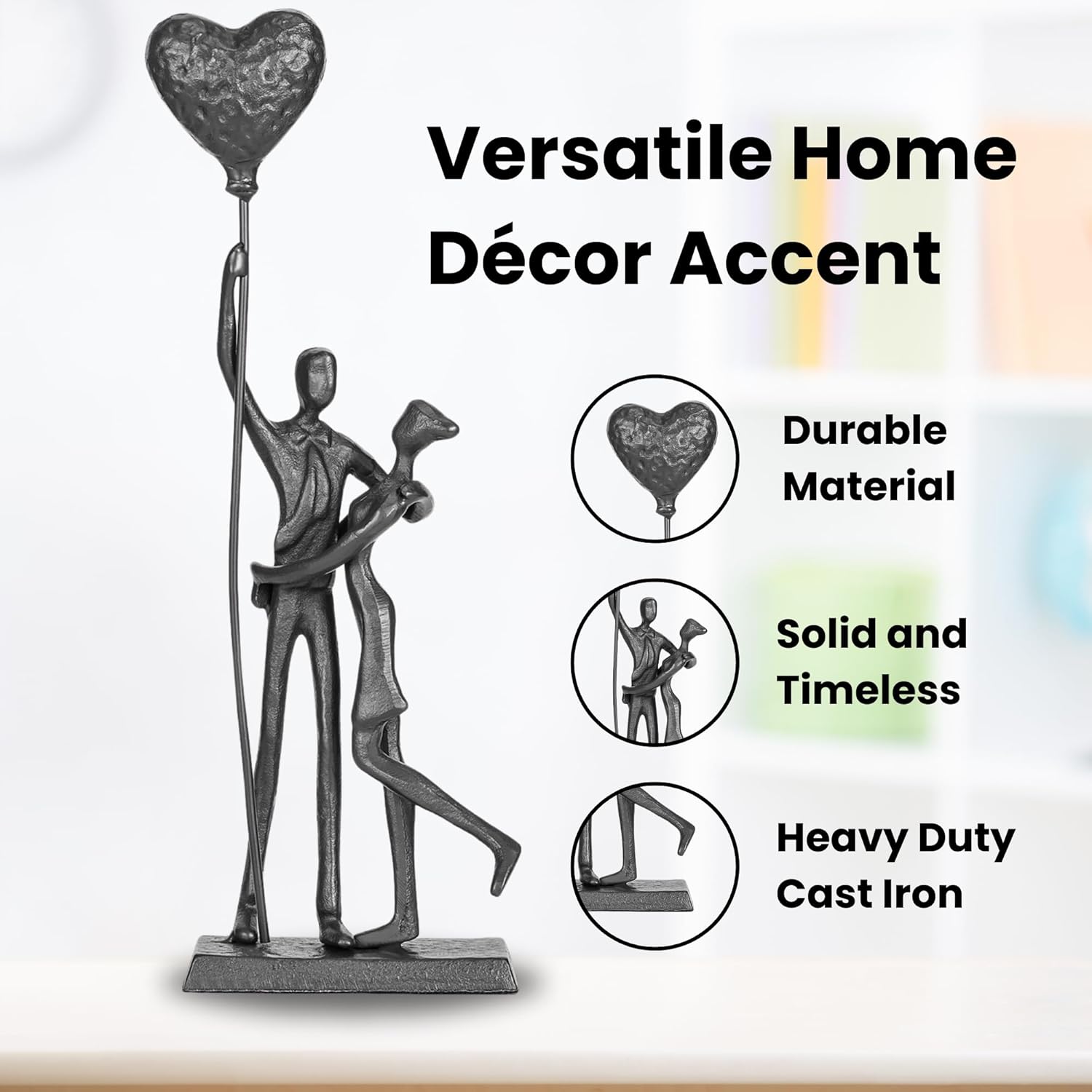 Handcrafted Iron Couple Sculpture - Metal Sculpture Art Modern Home Decor Bronze Love Statues and Sculptures Romantic Figurines Metal Statues for Home Decor