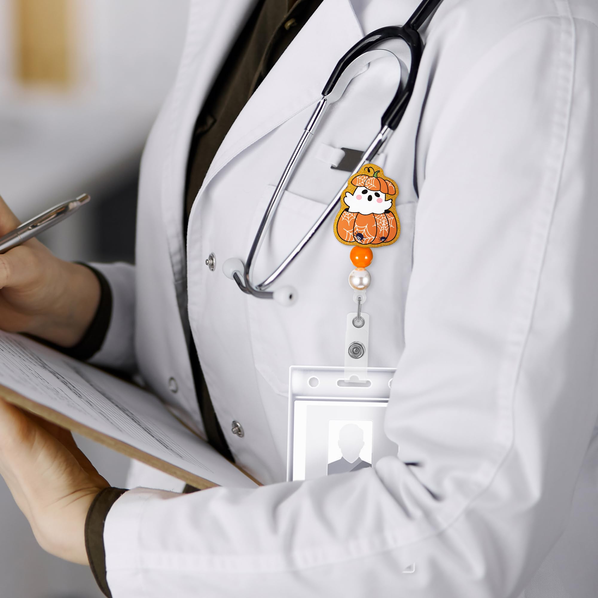 Halloween Nurse Badge Reel - Cute Ghost Boo Retractable ID Holder, Funny Gift For Medical Staff
