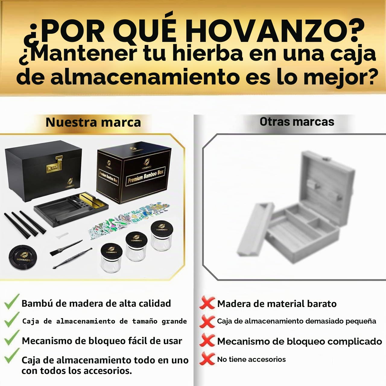 HENEVOL Caja de almacenamiento grande de, a prueba de olores, con bandeja rodante, para hierbas y accesorios, juego de almacenamiento con cerradura