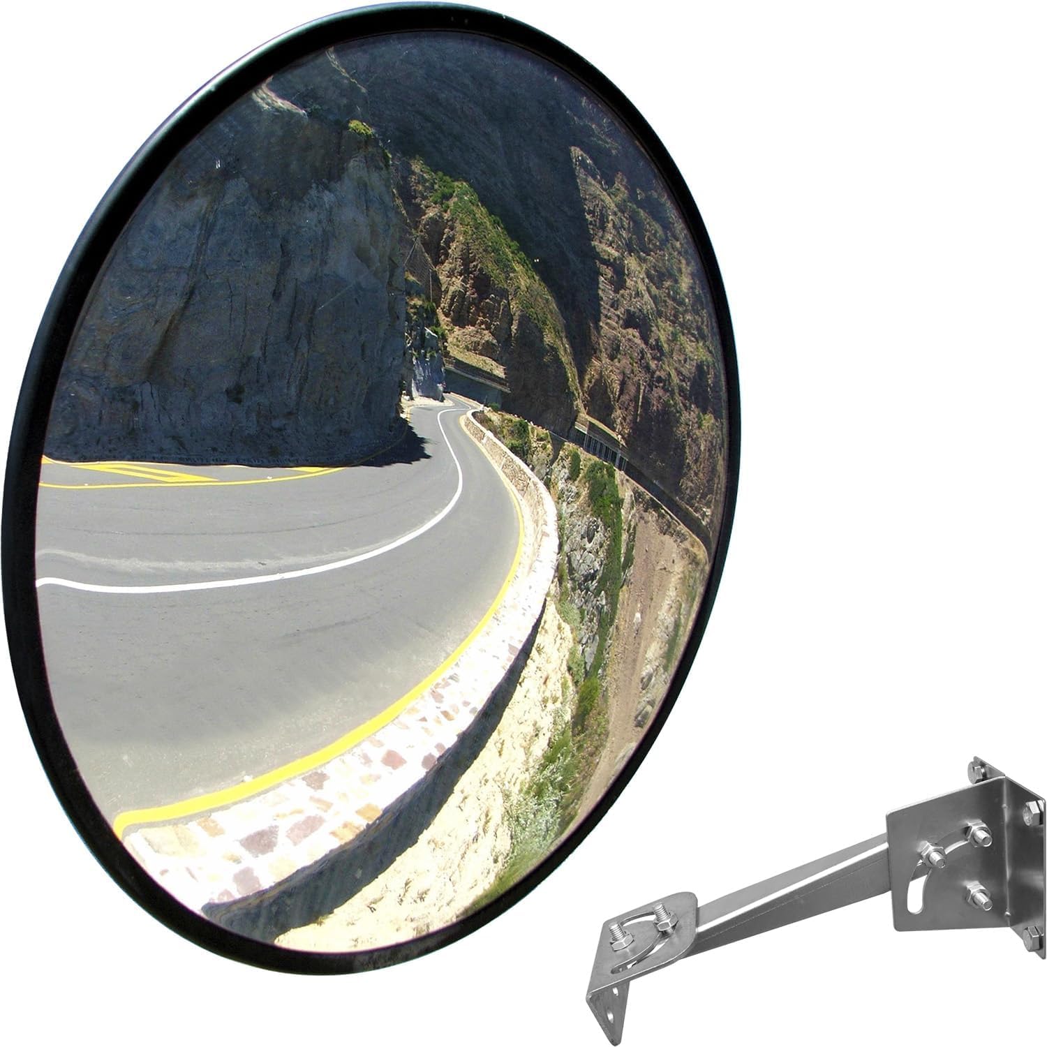 Specchio convesso per traffico in policarbonato resistente agli urti, specchio di sicurezza grandangolare con supporto regolabile, per garage, magazzino, vialetto, parcheggio e punti ciechi