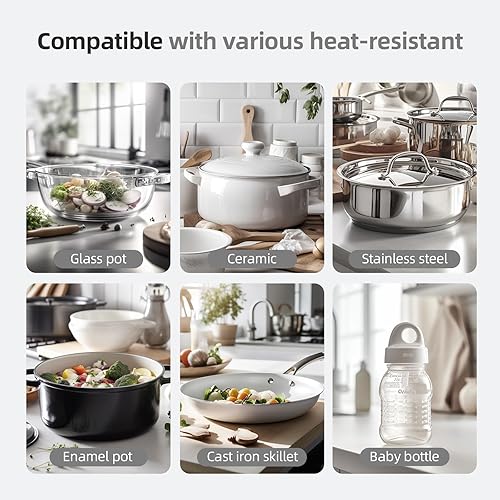 Miniatura 6 de Calentador eléctrico de alimentos con 6 controles de temperatura, placa caliente portátil Glasstop para cenas interiores en el hogar, fiesta, vela,