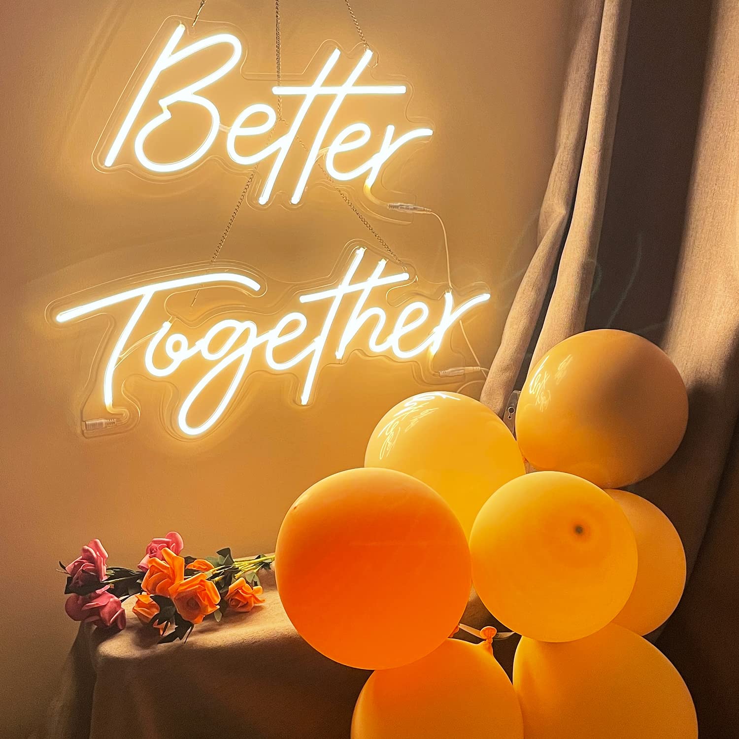 Photo 1 of **NO POWER CORD** Warm White Better Together Neon Sign, 24*10 +17*9 Inch Large Bridal Shower Wall Decor, Wedding Decorations for Reception, Wedding Neon Lights Signs for Engagement Party, Dimmable Switch and Power Adapter Included