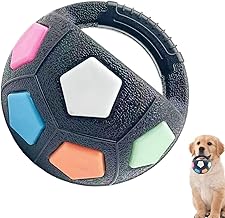 Dog Calming Ball With Handle - Squeaky Soccer Ball Dog Toy - Interactive Football Shaped Dogs Toys, Rubber Chewable Material, Dogs Puppy Balls For Small Pet Puppy, Pet Teeth Cleaning Puppys Chew Toys