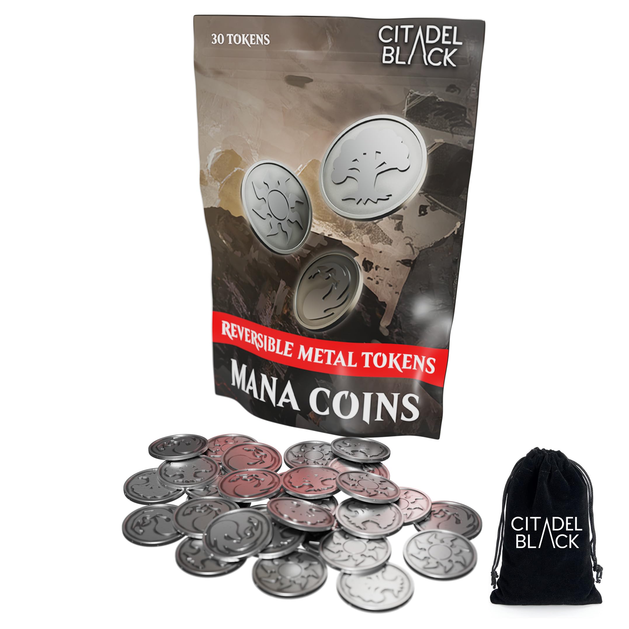Amazon.com: Citadel Black MTG Reversible Mana Coins - Set of 30