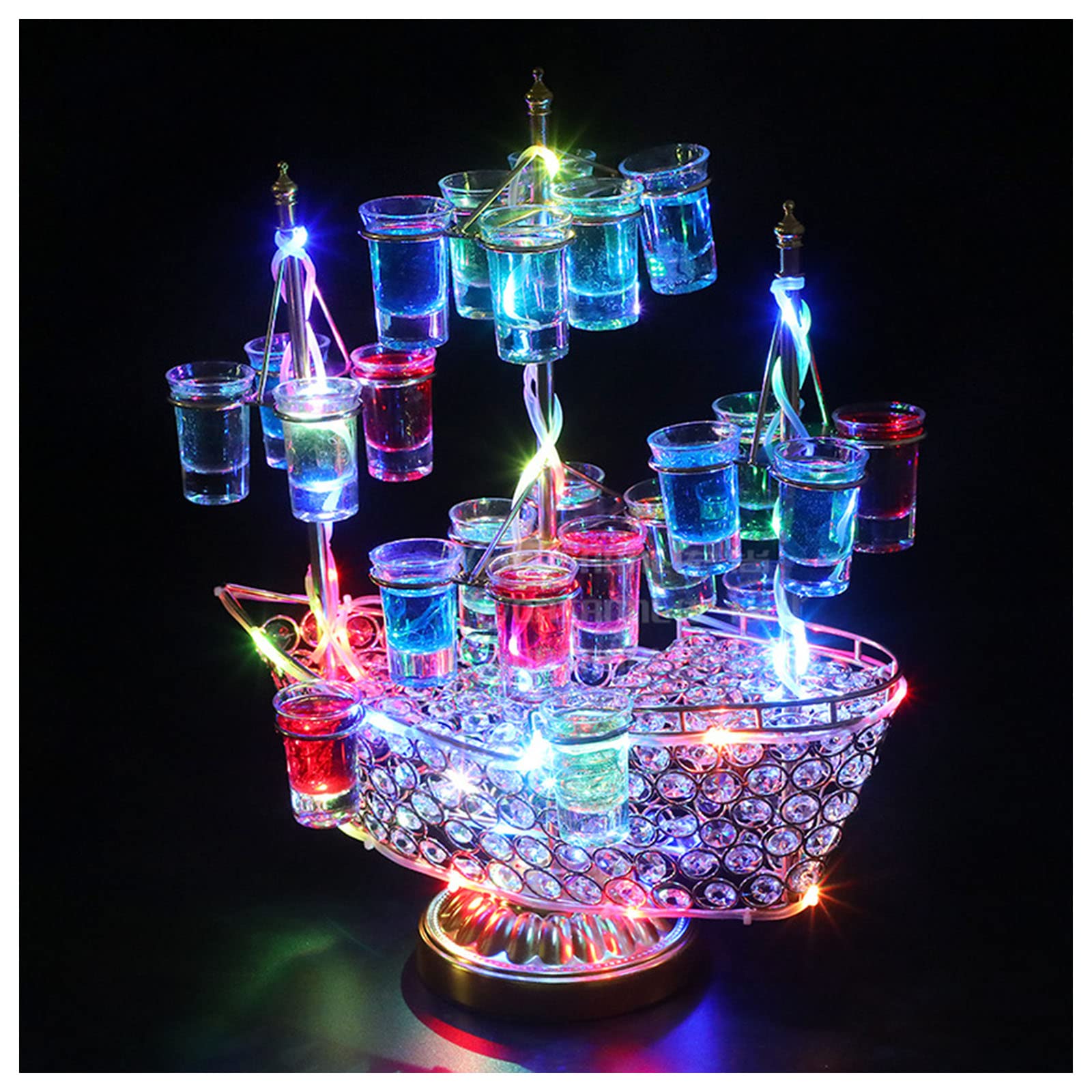 Présentoir de bouteilles d'alcool à LED en yacht pour bar