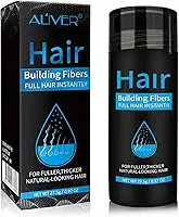 Aliver Fibras de cabelo para queda de cabelo - preto - 27,5 g, fórmula natural indetectável, cabelo mais grosso em 15 segundos, oculta a perda de cabelo, aparência mais jovem, para homens e mulheres