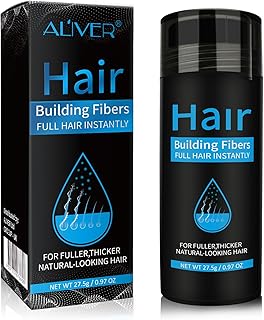 Aliver Hair Fibers for Thinning Hair - Black - 27.5Gr,Undetectable Natural Formula, Thicker Fuller Hair in 15 Seconds, Con...