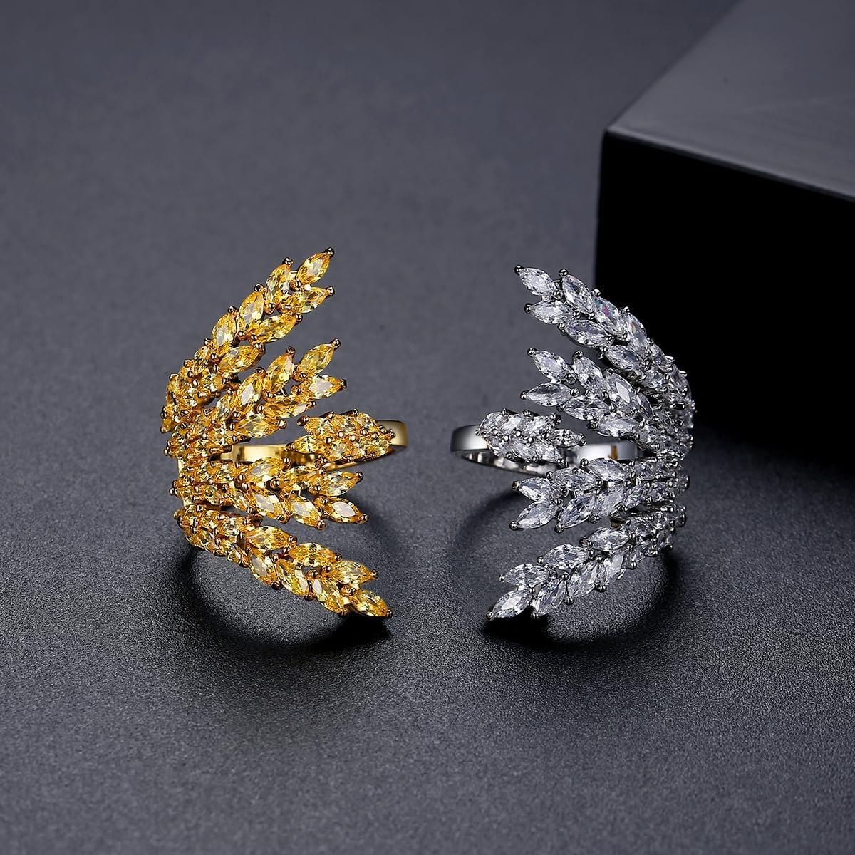 14K Gold Moissanite Wheat Ring for Women Handmade Modern Elegant Design - Image 4