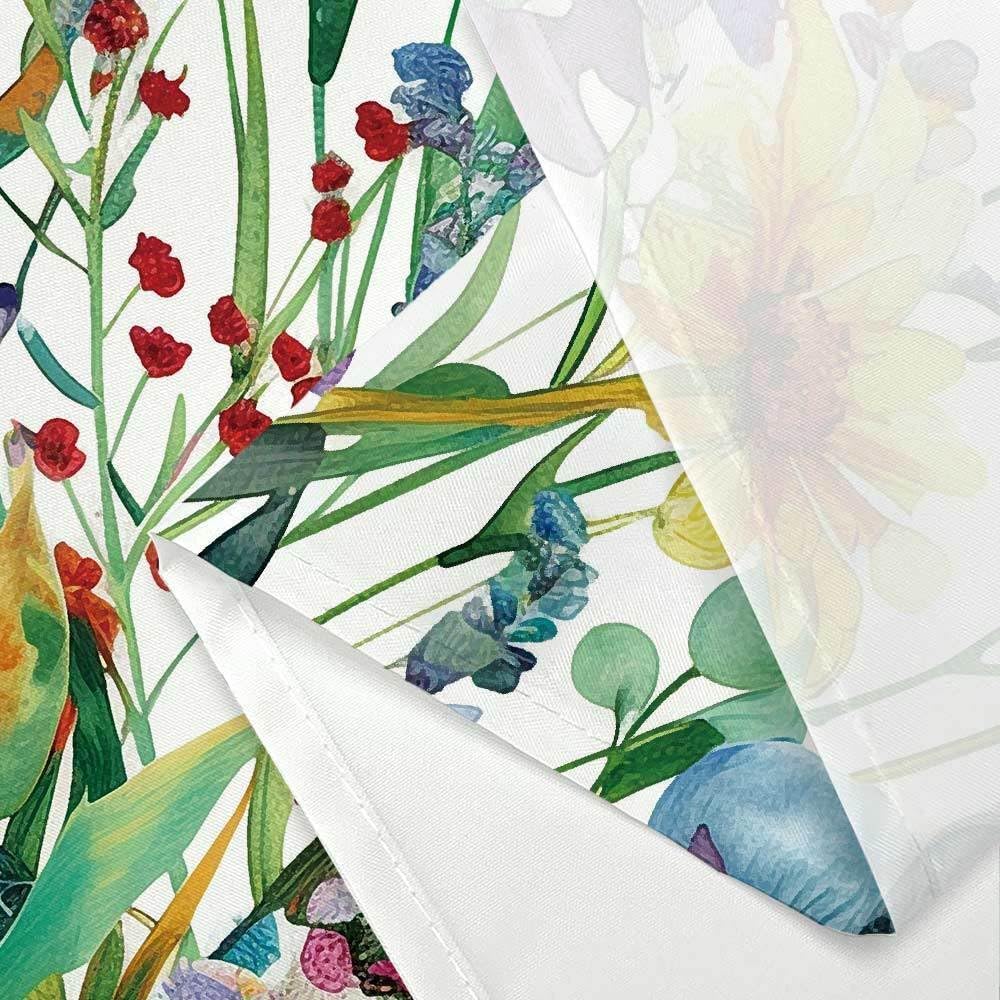 Farmhouse Rustic Boho Floral Shower Curtain, Colorful Watercolor Wildflower Flower Botanical Shower Curtain, Minimalist Aesthetic Floral Shower curtains for bathroom, with Hooks, 70X75IN(White )