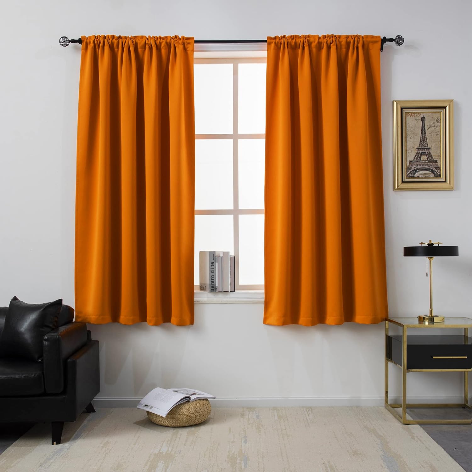 DUALIFE Orange Blackout Curtains for Bedroom Small Windows