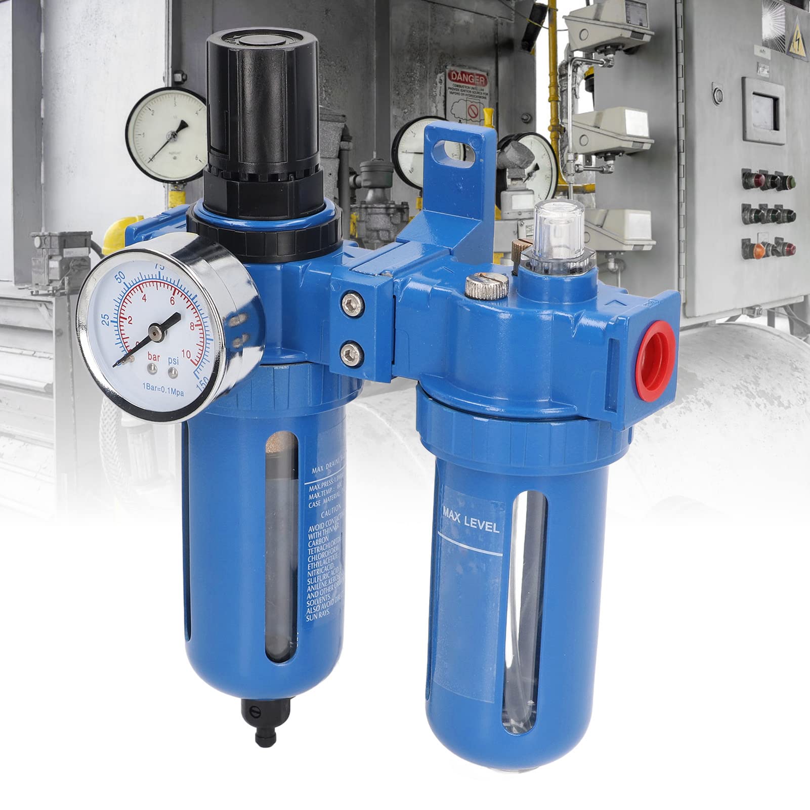 Regulador de Filtro de Aire Comprimido, Separador de Agua de Compresor de Aire a Prueba de Fugas de Ajuste de Presión Preciso para la Industria (1/2 NPT)