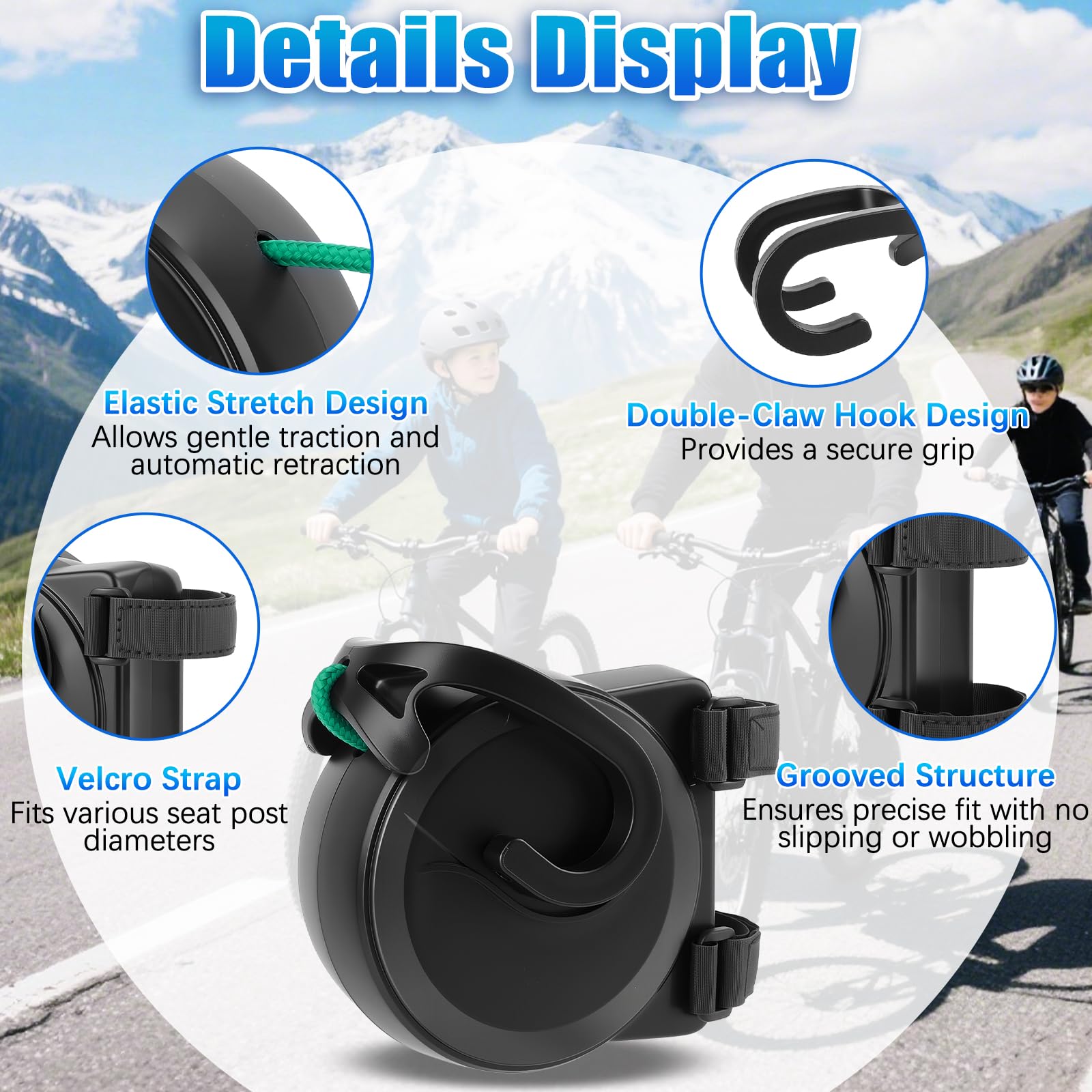 Corde de Remorquage pour Vélo Barre Traction Velo Enfant de 2.5 m, Système Rétractable, Sangles de Remorquage pour Vélos