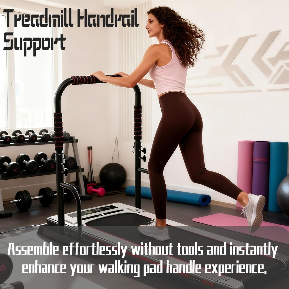 Adjustable Walking Pad Handle Bar Only 25.2 Inches Wide 31.5-42.5 Inches Height Adjustable Walking Pad Handle Barequipped With Comfortable Handles Non Slip Feet Easy To Install Design (Red)