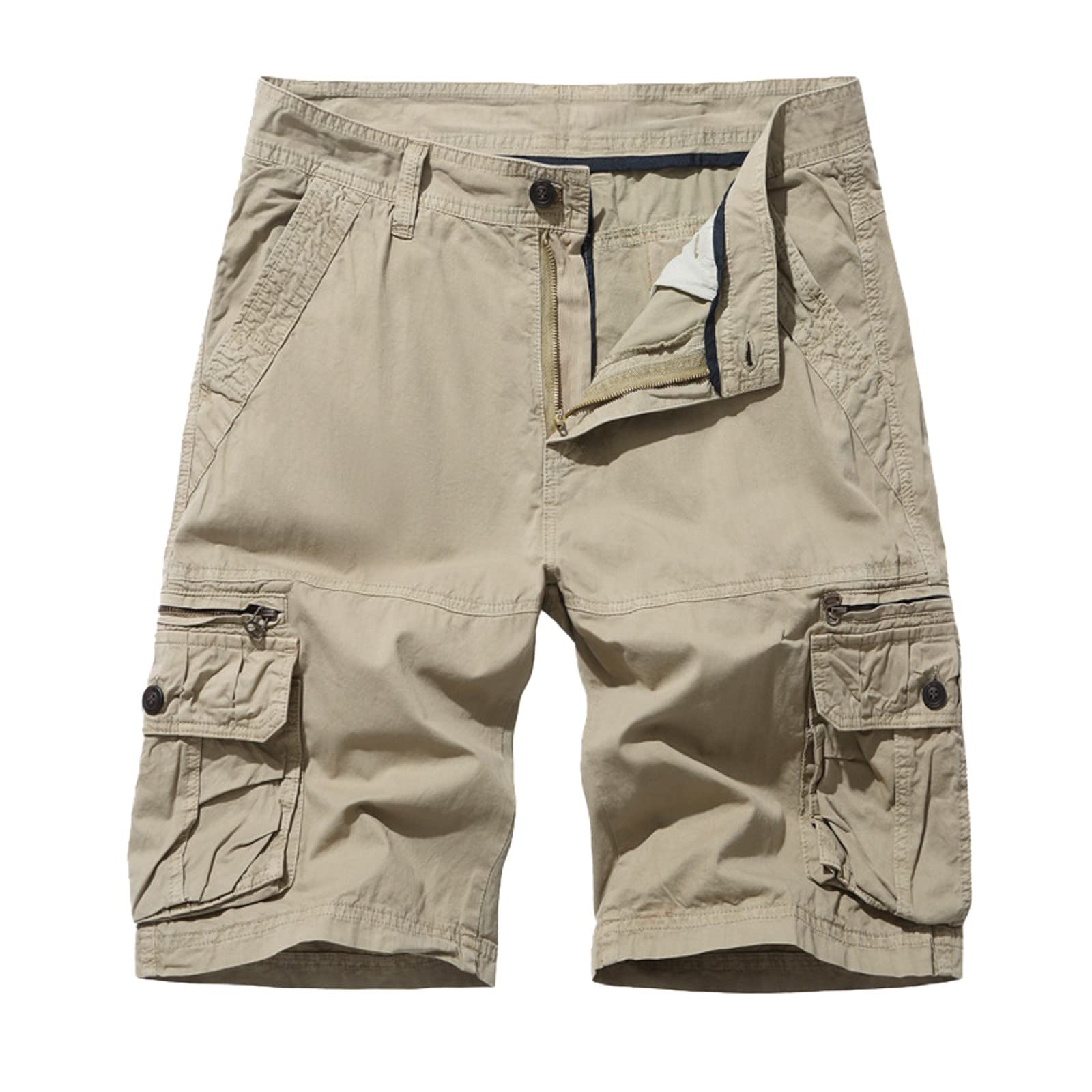 Cargo Short Homme, Short De Sport Homme Court avec Poches - Taille Élastique - Pas Cher - Classique Relaxed Fit Casual Mode Chino Shorts pour Fitness, Plage, Trekking Activités Diverses