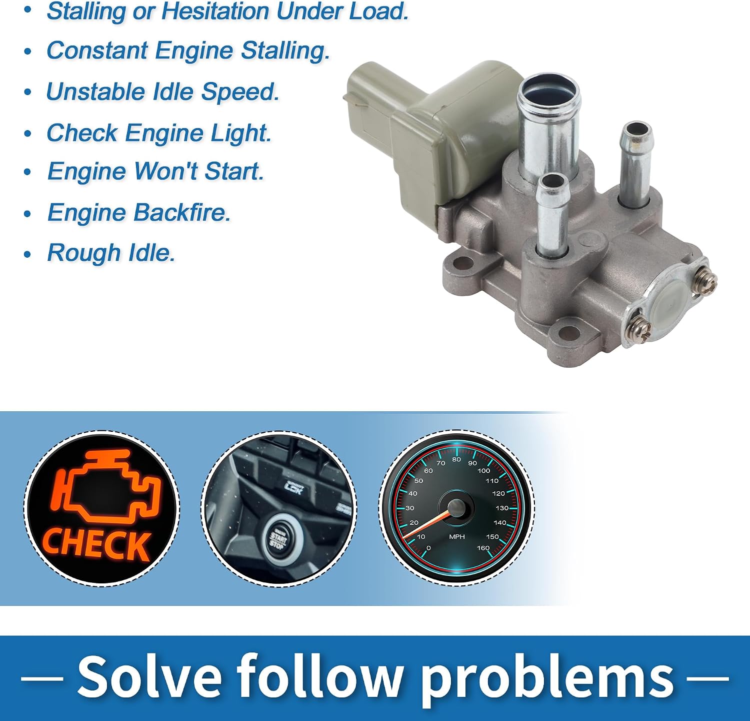 Car Idle Air Control Valve for Toyota Previa Tercel 1995-1997 Replace No.2227076020 IACV Idle Motor Idle Air Control Valve for Stable Engine Operation