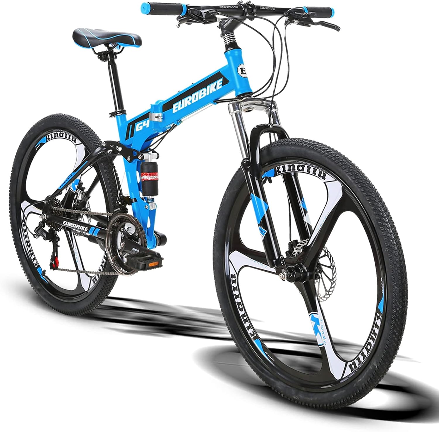 EUROBIKE G4 Folding Mountain Bike, Adult Folding Bike, Full Suspension Mountain Bike 26 Inch,21 Speed Mens/Women Foldable Bike,Muti Colors