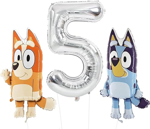 Miniatura 2 de Toyland Bluey & Bingo - Paquete de cumpleaños de globos de aluminio  2 globos de personajes de 32 pulgadas y 1 globo de números de 40 pulgadas
