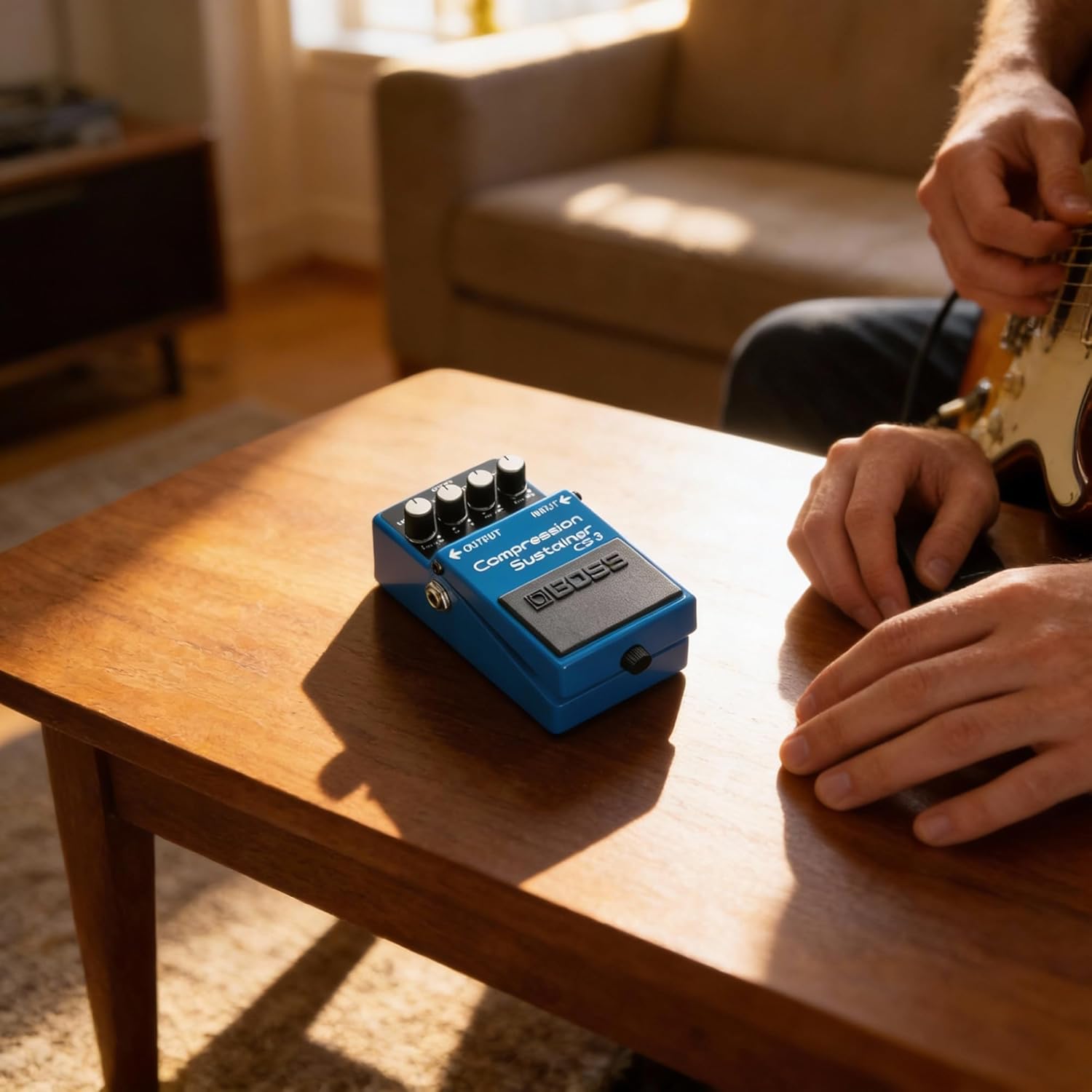 Boss CS-3 Compressor/Sustainer Bundle with Gearlux Power Supply, Instrument Cable, Patch Cable, and Picks