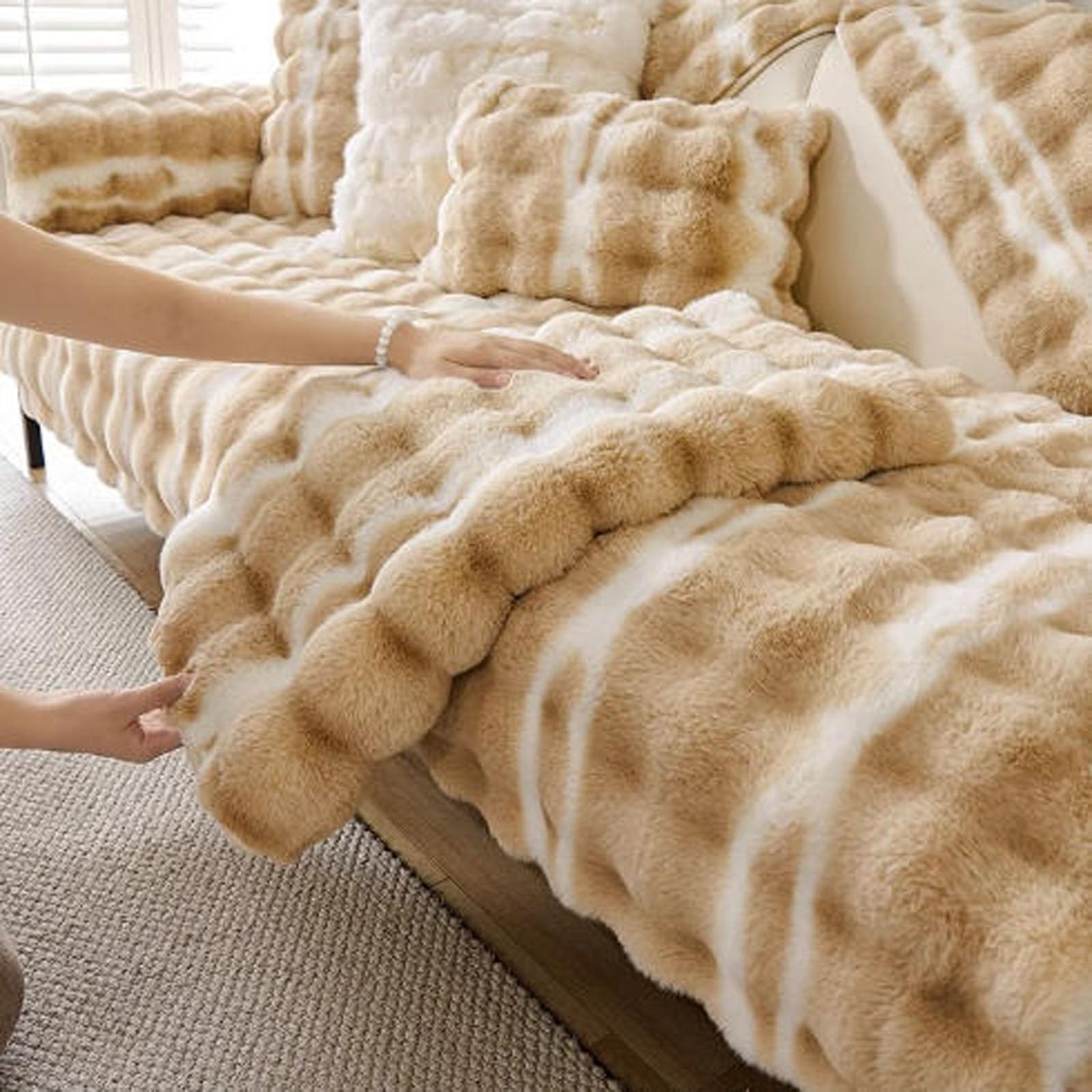 Housse de Canapé Peluche épais,Anti - Griffure Chat Couverture Universelle