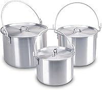 Vista 7 de AceCamp Juego de ollas de cocina ligeras de aluminio anidadas con tapa y mango plegable - 4L, 8L, 12L