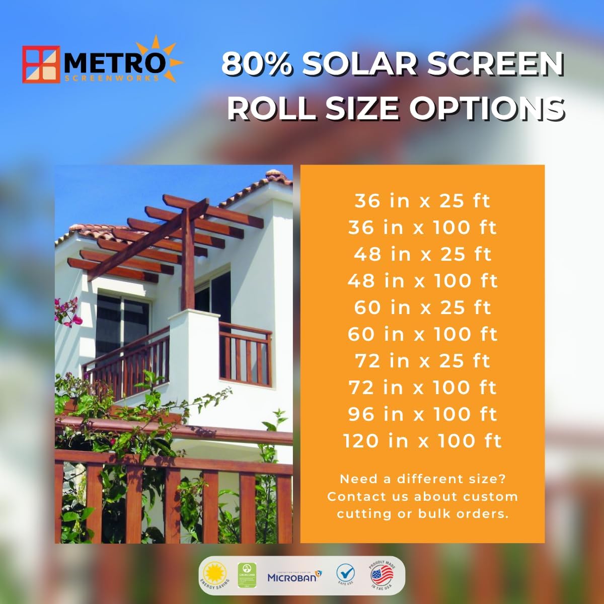 Phifer Solar Screen Mesh for Windows 80% Shade – Energy-Saving Solar Screen Roll 60 in x 25 ft, Black – DIY Exterior Sun Shades for Reduced Glare and More Privacy - Patio & Porch