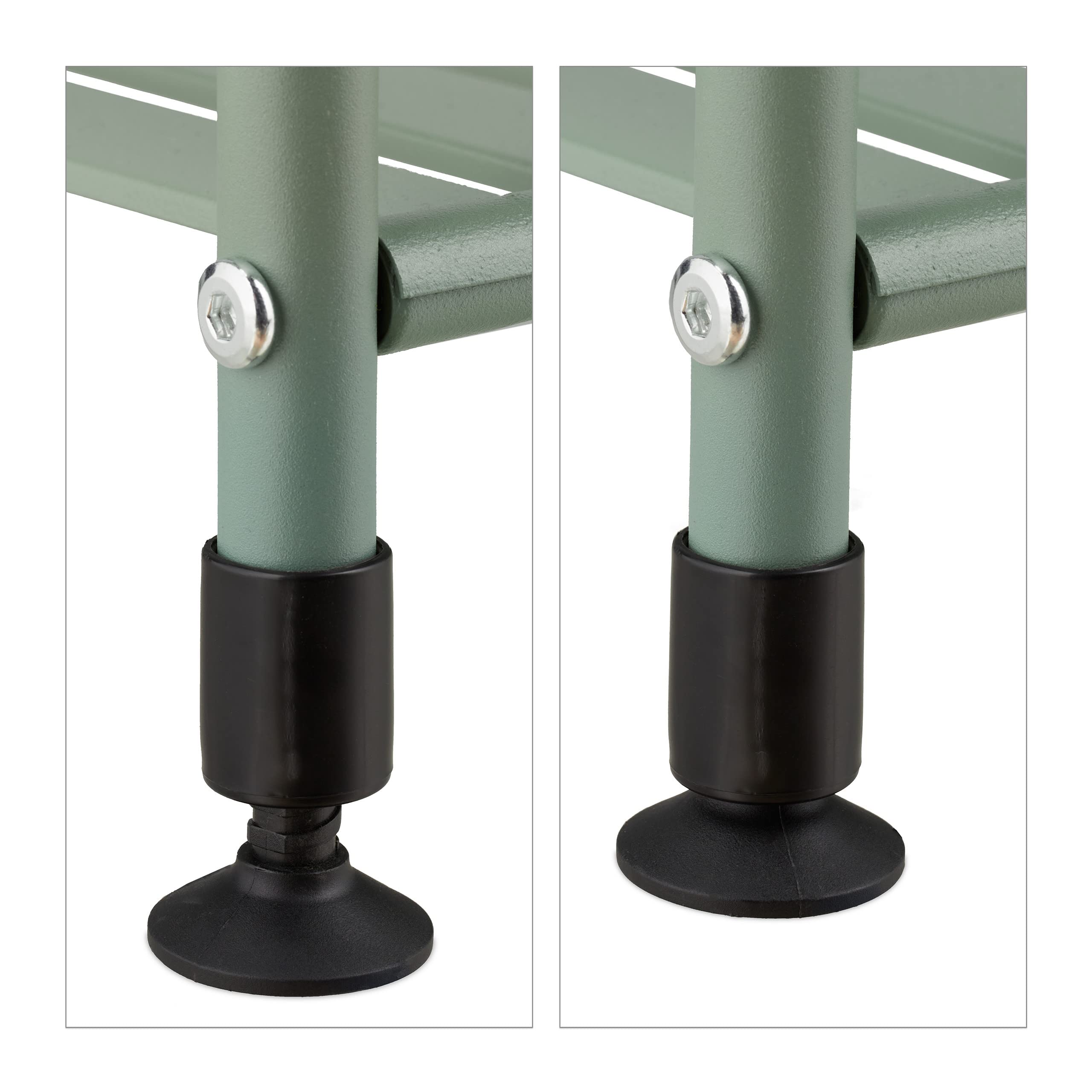 Relaxdays Scaffale in Metallo, HxLxP: 145 x 33 x 28 cm, Mobiletto Cucina e Bagno, 5 Ripiani, Mensole Multiuso, Verde