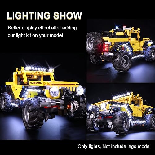 Miniatura 2 de Kit de luces para Lego Jeep Wrangler 42122, innovador kit de iluminación LED, diseño y configuración compatible con el modelo de bloques de