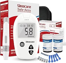 Sinocare Blood Sugar Monitor, Diabetes Testing Kit Safe Accu, Large Memory Capacity Blood Sugar Test Kit with 50 Test Strips & 50 Lancing Devices, for Diabetics Home Self-Testing in mmol/L