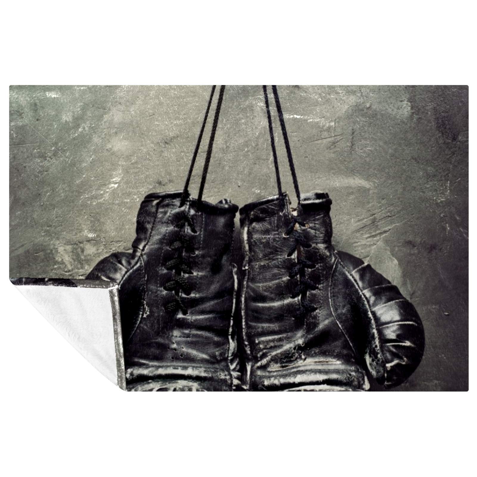 Couverture douce motif gants de boxe lit canapé plage 150x100