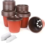 Nursery Pots 100 Pack 4" Plastic Plants Pot, Seedling Pots Planter Pots, Plant Flower Seedling Pots with 100 Plant Labels, Thickened Plastic Planting Pots for Garden Indoor Outdoor