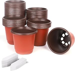 Pots de Pépinière 100 Paquet 4" Pot en Plastique pour Plantes, Pots de Semis, Pots de Fleurs avec 100 Étiquettes de Plantes, Pots de Plantation en Plastique Épaissi pour Jardin Intérieur Extérieur