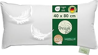 DREAMSTAR Daunenkissen 40 x 80 cm | 3-Kammer Daunenkopfkissen | Kopfkissen 40 x 80 Daunen & Federn | Kissen Öko-TEX® | Top Hotelqualität | Allergiker geeignet