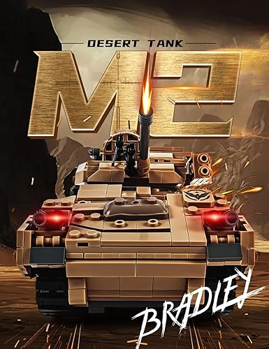 Miniatura 3 de SEMKY Serie militar M2 Bradley Tank MOC Bloques de construcción y juguete de ingeniería (1350 piezas), con 3 figuras, tanque del ejército WW2 para