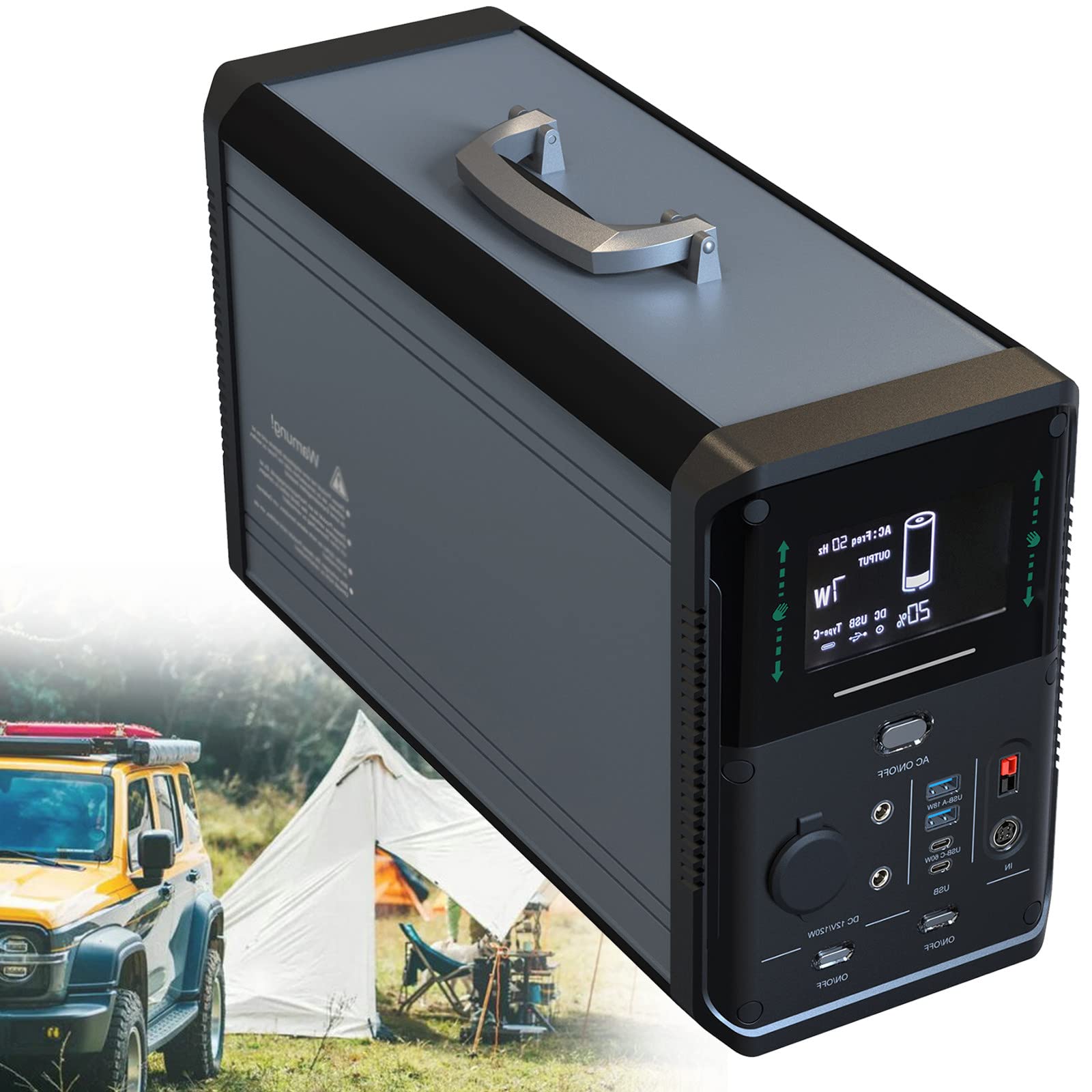 Przenośna stacja zasilania 1000/1500W, 48Ah 1075/1380Wh Solar Generator Compact, przenośna stacja zasilania 2000/3000W Peak Power, Solar Quickcharge Robust Festival Camping Emergency Power,1000W