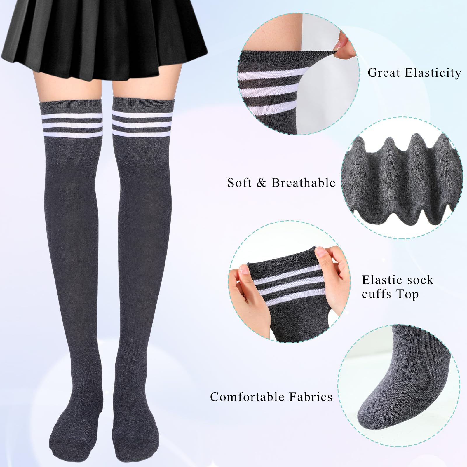 Syhood 36 pares de calcetines por encima de la rodilla hasta el muslo para mujer, calcetines calentadores de piernas, calcetines largos para uso diario, regalo de vacaciones