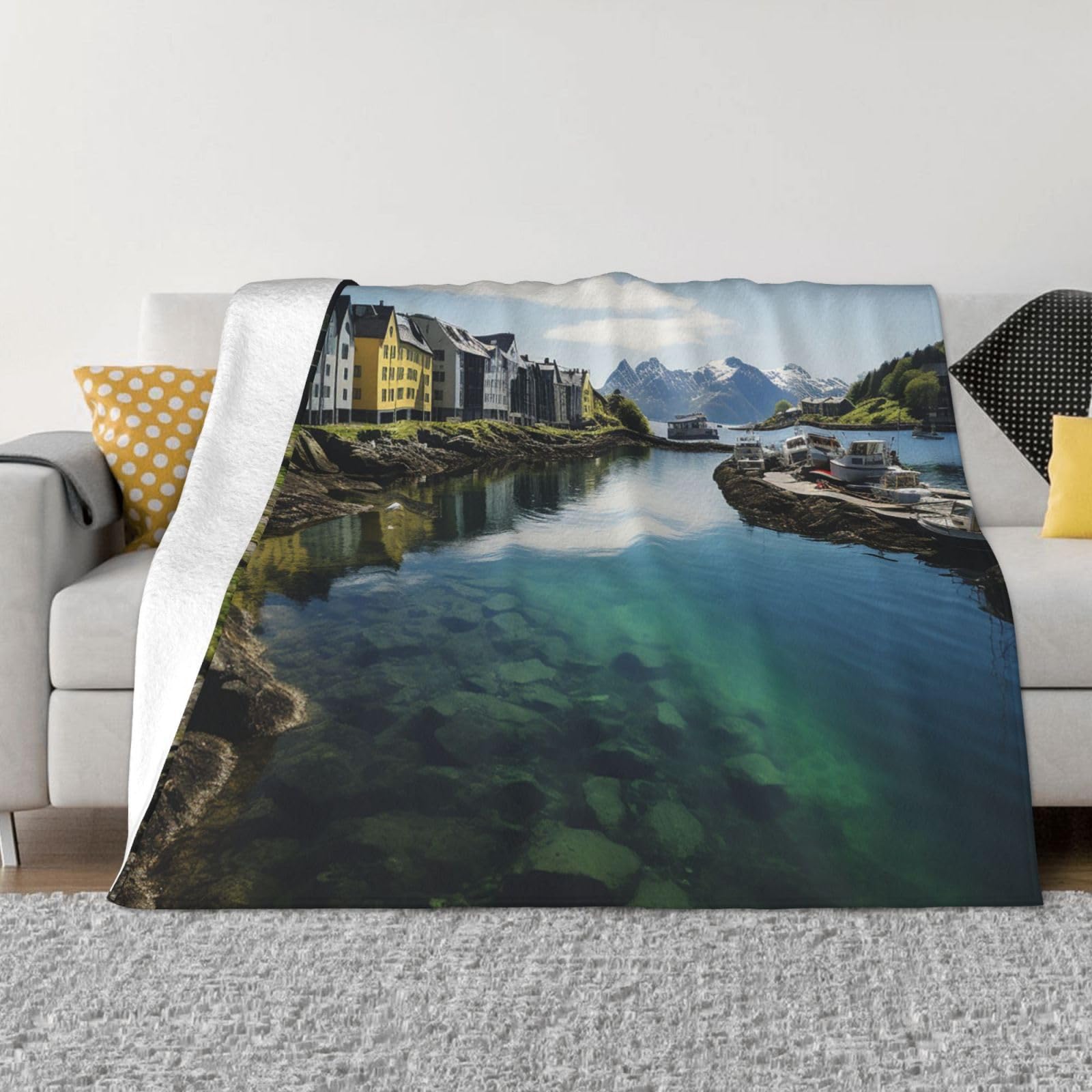 Couverture polaire Norvège 127x100 pour lit et canapé doux