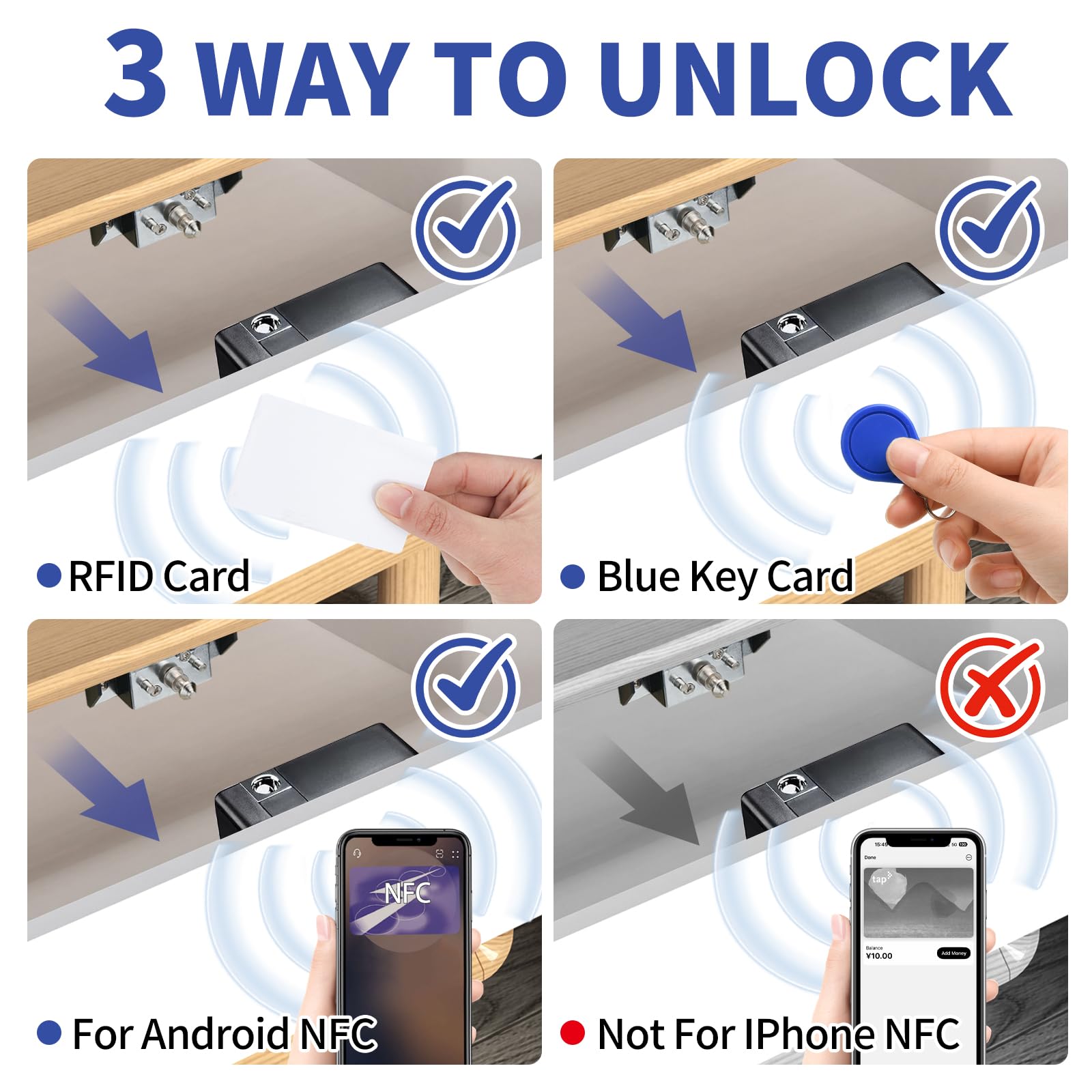Ukryta blokada szafki RFID, niewidoczna obsługa NFC, do ukrytych szafek elektronicznych, szuflad, szafek, chłodziarki do wina lub skrzynki na narzędzia