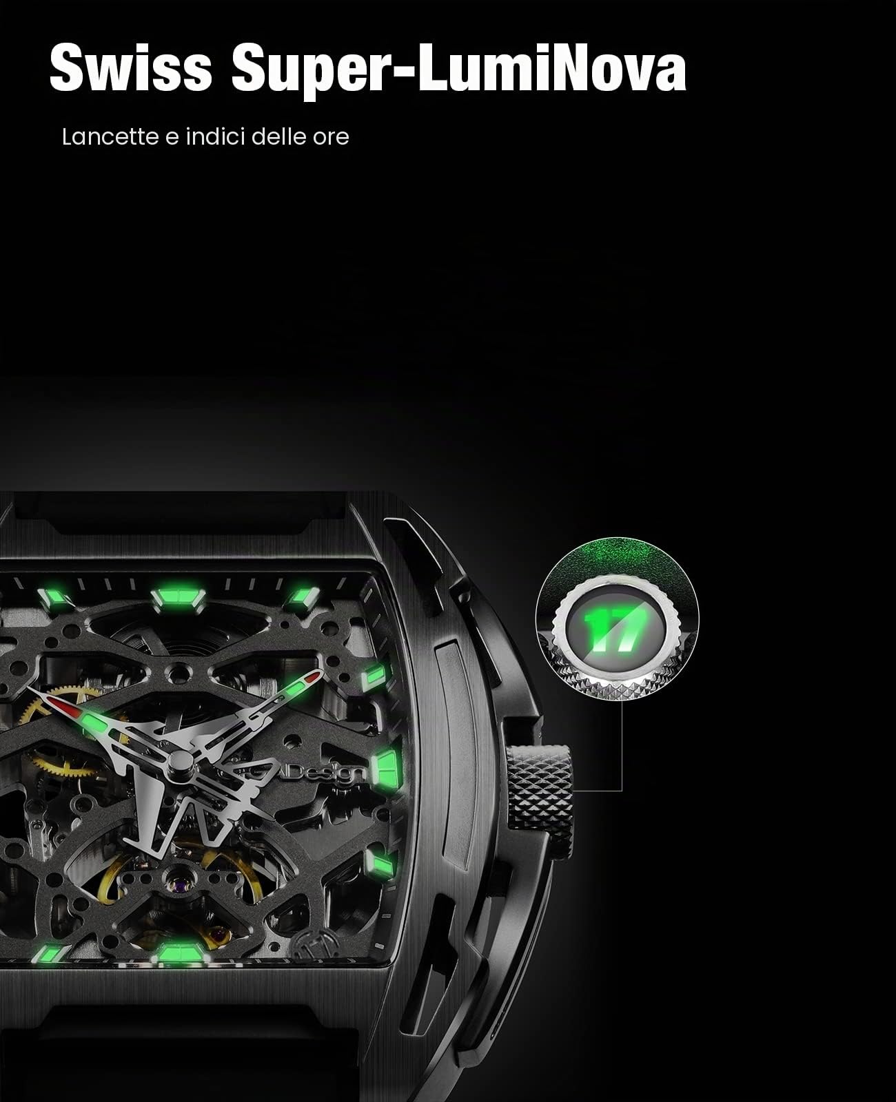 CIGA Design EDGE Edizione Portaerei Orologio Meccanico Automatico Scheletrato Tonneau