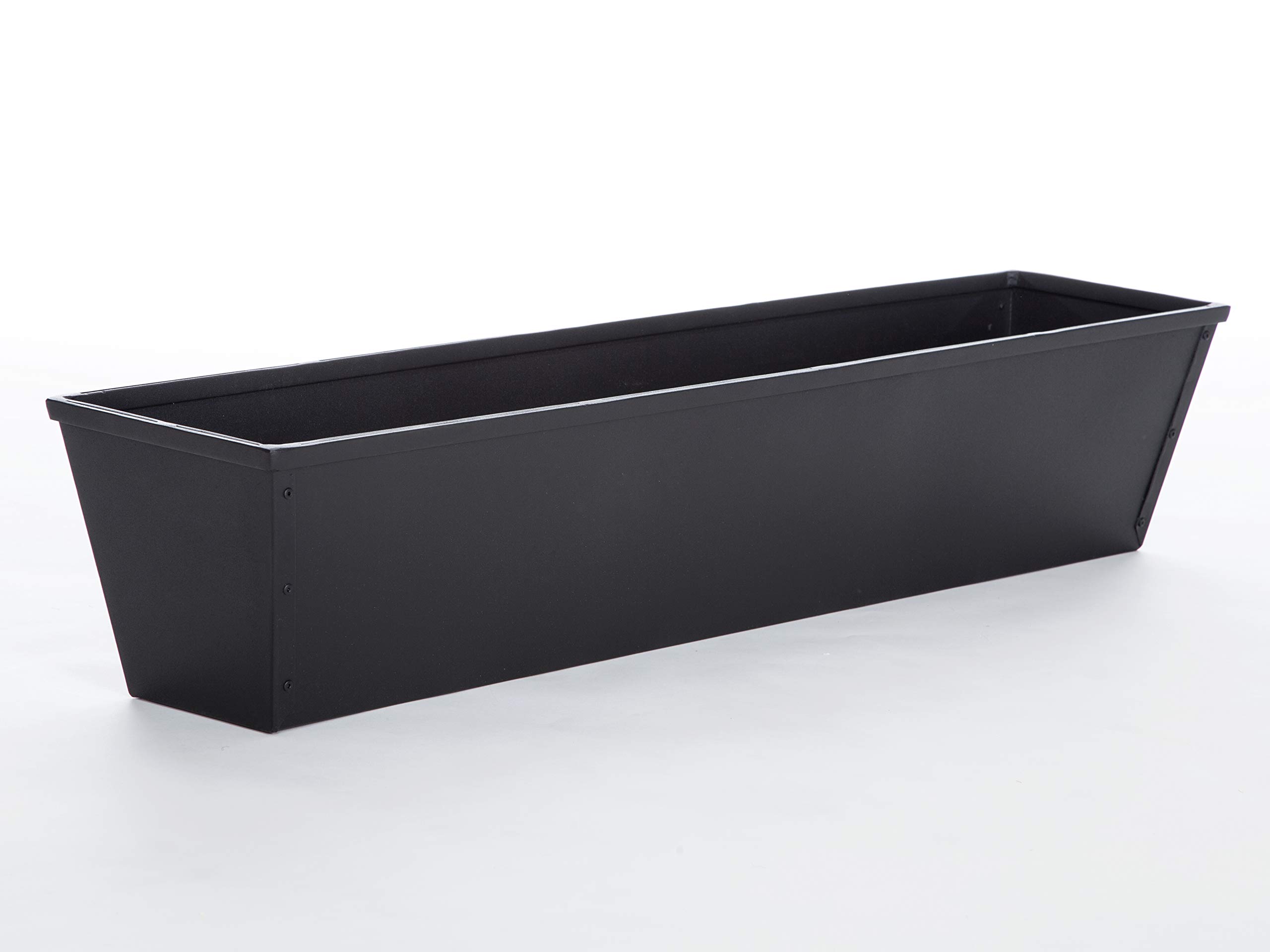 48in. Galvanized Tapered Window Box - Powder Coated Black