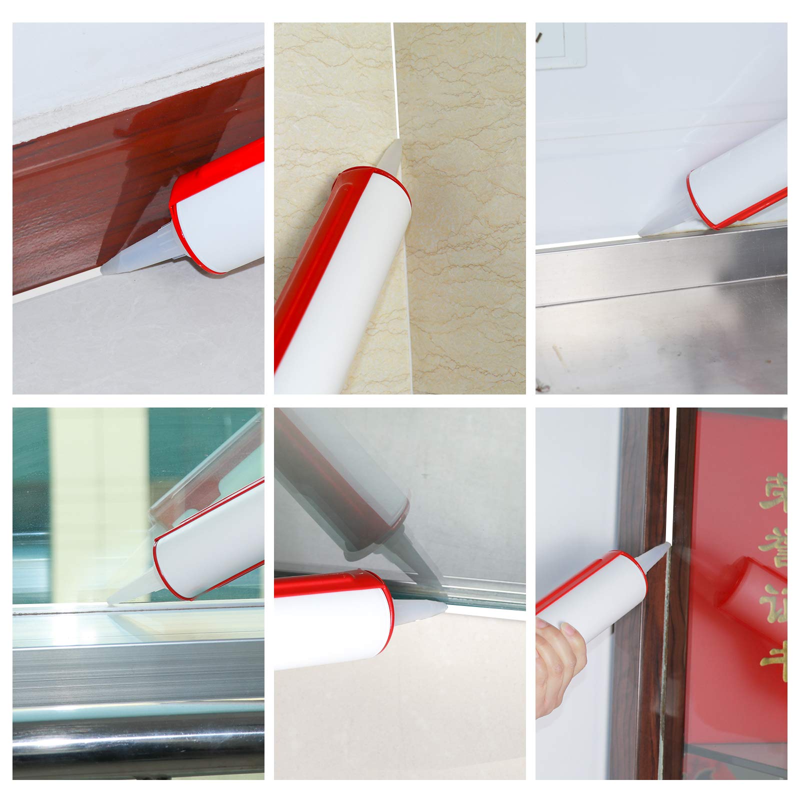 Caulking Gun with Spout Cutter and Puncture Tool, SocsPark Heavy Duty