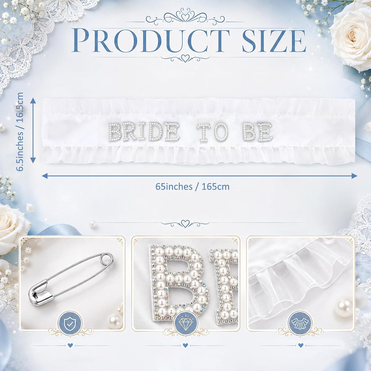 Bride Sash Bride to Be Sash Ruffle White Satin